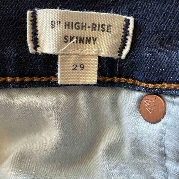 Madewell Dark Blue 9 Inch High-Rise Skinny Jeans, size 29 - Picture 8 of 9